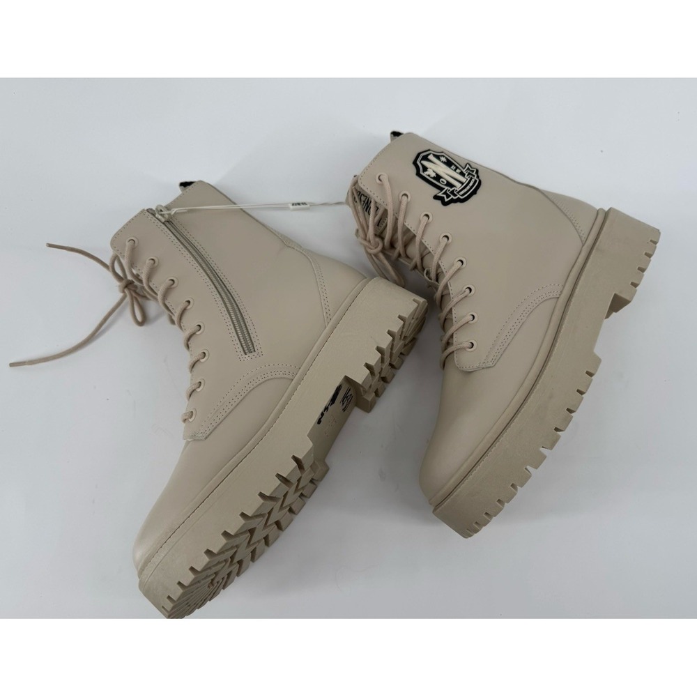 ZARA Wednesday Adams Combat Boots Beige Lug Sole Goth Academia Platform 7.5 US - Picture 5 of 12